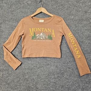 Montana Long Sleeve Crop Top - Brown‎